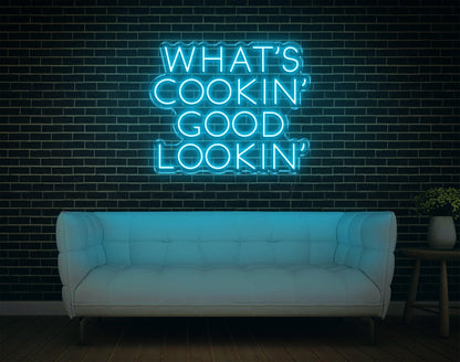 Warm Yellow Whats Cookin Good Lookin Led Neon Sign For Kitchen Home Decor | Shineneon