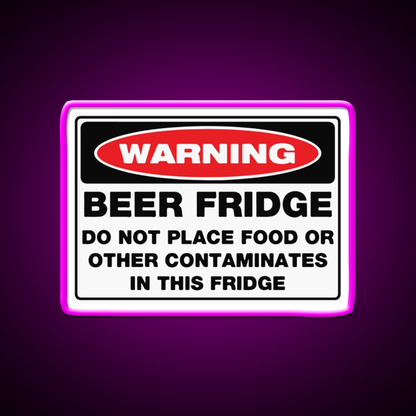 Warning Beer Fridge Beer Bar Decor Led Neon Sign Rgb Color - Neon sign mounted on wall in room