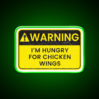 Warning Im Hungry For Chicken Wings Man Cave Bar Led Neon Sign Rgb Color