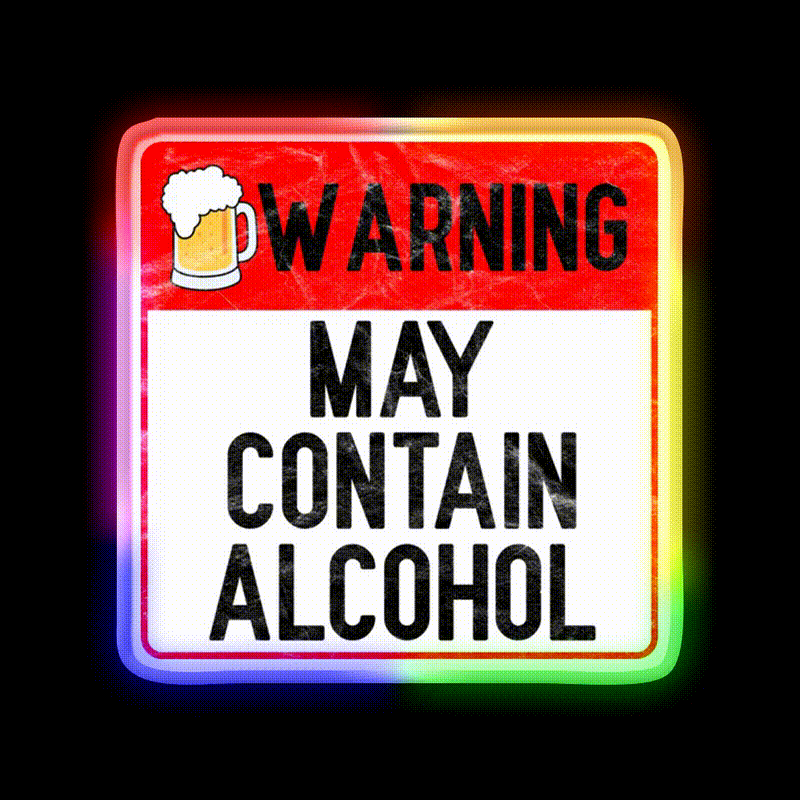 Warning May Contain Alcohol Beer Bar Decor Led Neon Sign Rgb Color - LED neon sign close-up detail