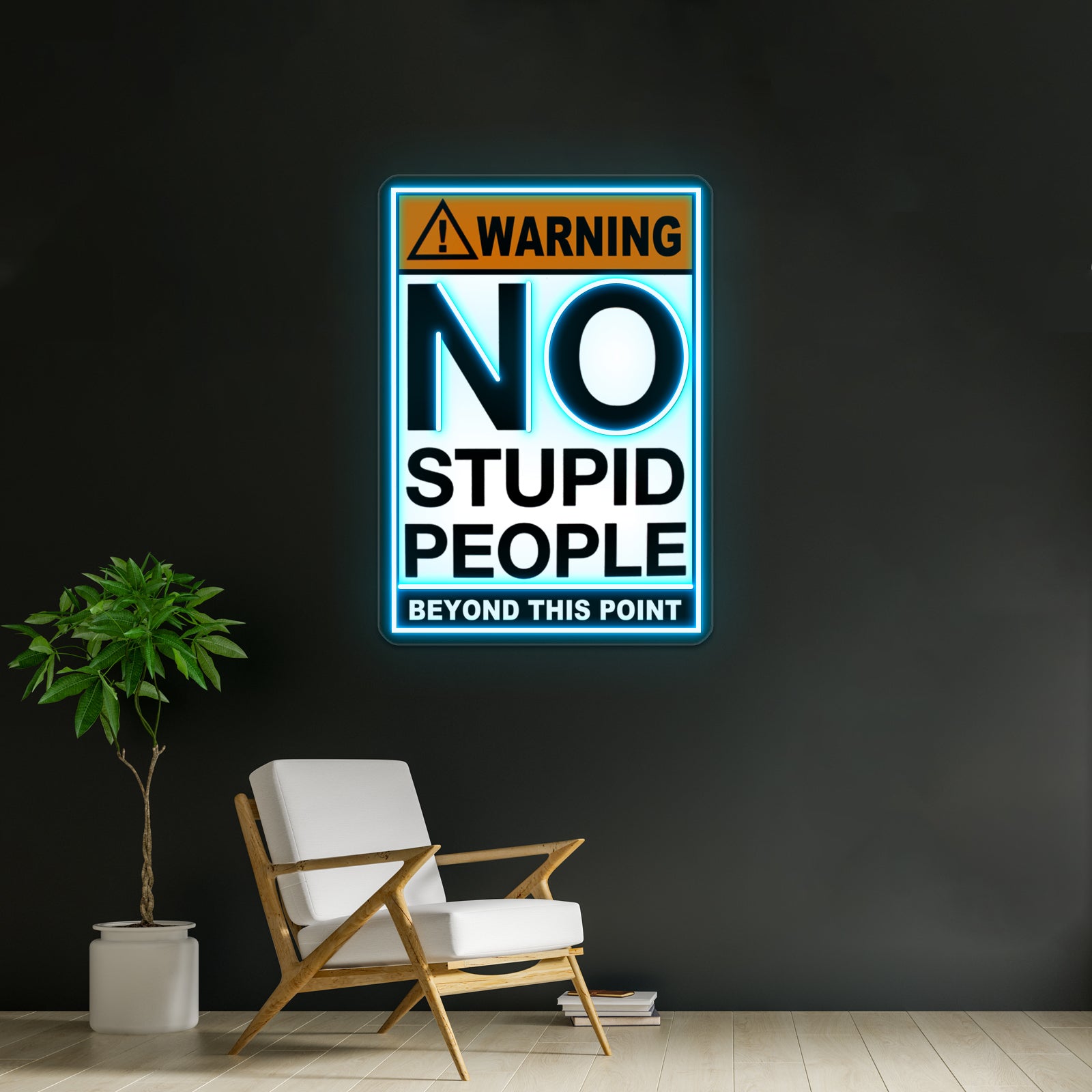 Warning Sign No Stupid People Beyond This Point Wall Artwork Neon Signs | Shineneon