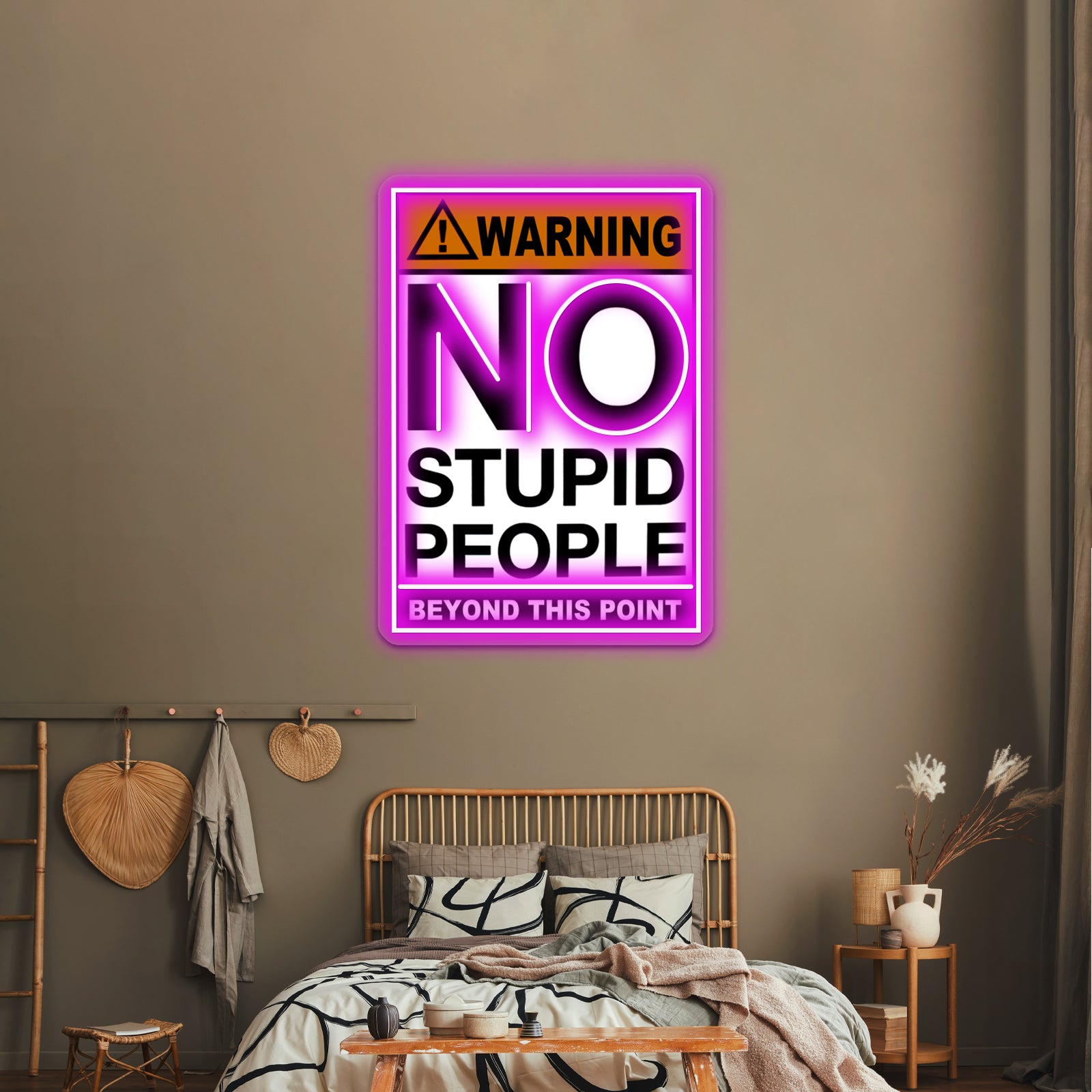 Warning Sign No Stupid People Beyond This Point Wall Artwork Neon Signs | Shineneon