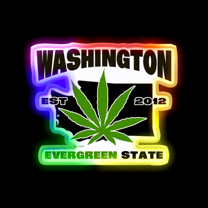 Washington Weed Hemp Inspired Green Leaf Led Neon Sign Rgb Color - LED neon sign close-up detail