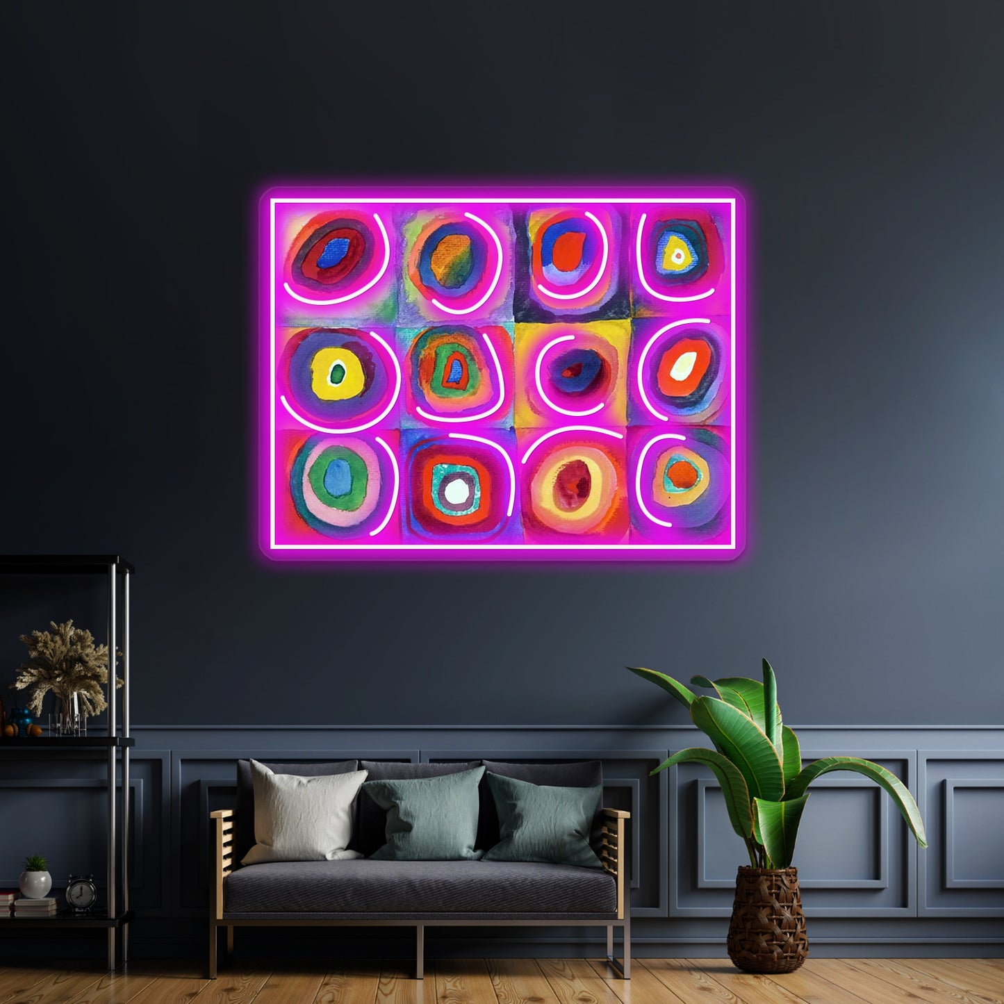 Wassily Kandinsky Color Study Squares With Concentric Circles Wall Artwork Neon Signs