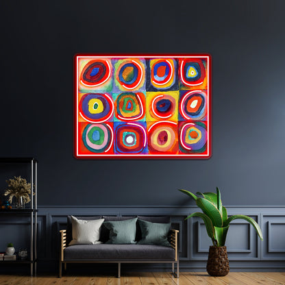 Wassily Kandinsky Color Study Squares With Concentric Circles Wall Artwork Neon Signs