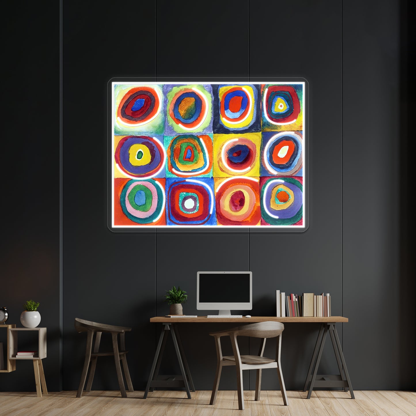 Wassily Kandinsky Color Study Squares With Concentric Circles Wall Artwork Neon Signs