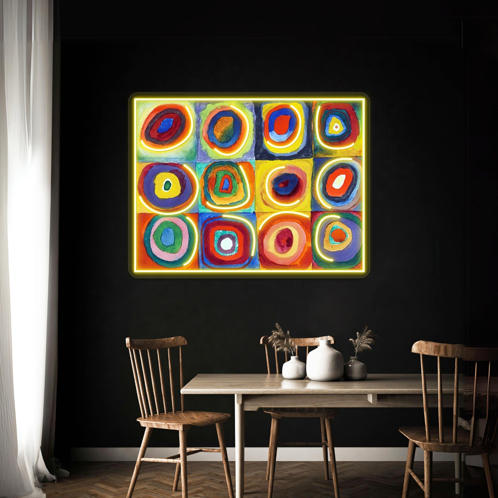 Wassily Kandinsky Color Study Squares With Concentric Circles Wall Artwork Neon Signs | Shineneon