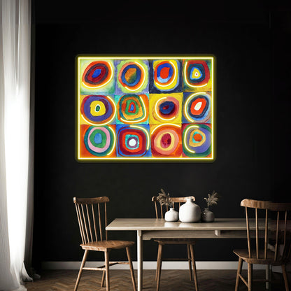 Wassily Kandinsky Color Study Squares With Concentric Circles Wall Artwork Neon Signs