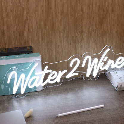 Water 2 Wine White Led Neon Sign | Shineneon