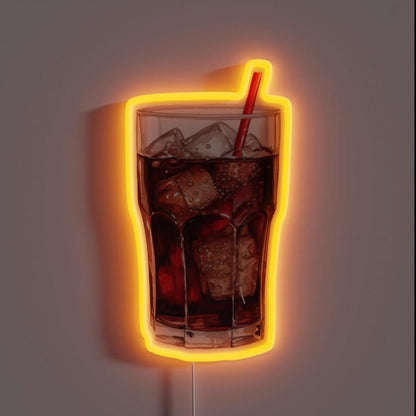 Water Color Drawing Of A Glass Of Coke With Straw Rgb Led Neon Sign - Shineneon