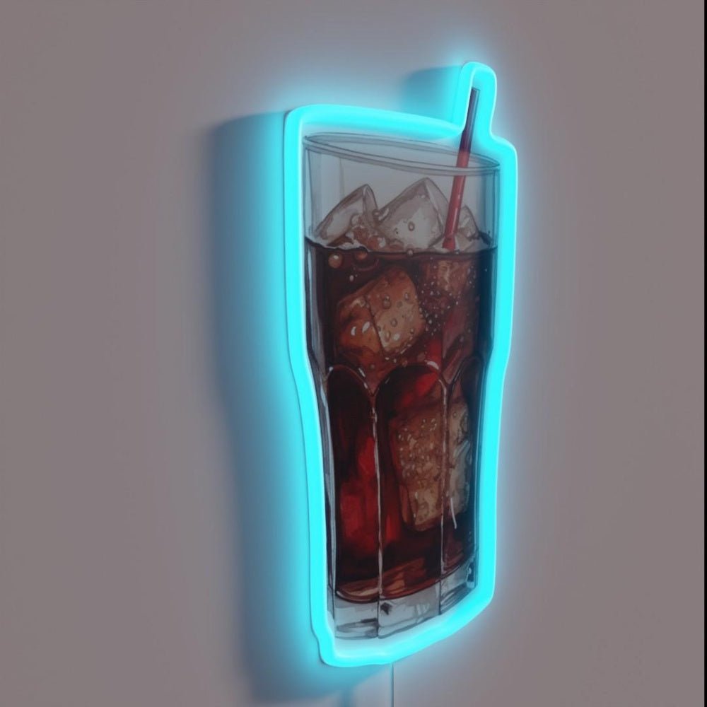 Water Color Drawing Of A Glass Of Coke With Straw Rgb Led Neon Sign - Shineneon