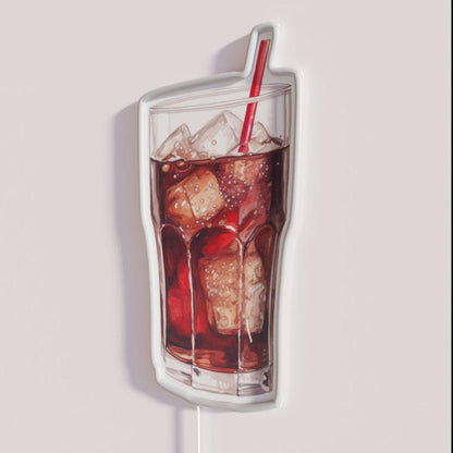 Water Color Drawing Of A Glass Of Coke With Straw Rgb Led Neon Sign - Shineneon
