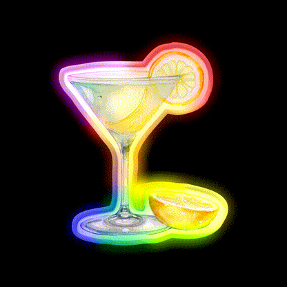 Water Color Drawing Of A Lemondrop Cocktail Bar Decor Led Neon Sign Rgb Color - LED neon sign close-up detail