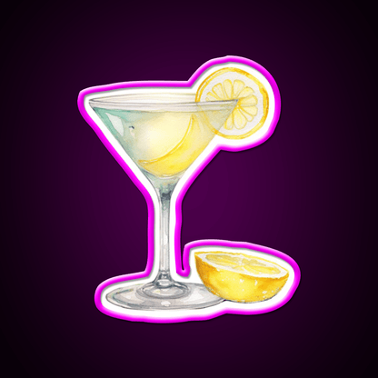 Water Color Drawing Of A Lemondrop Cocktail Bar Decor Led Neon Sign Rgb Color - Shineneon