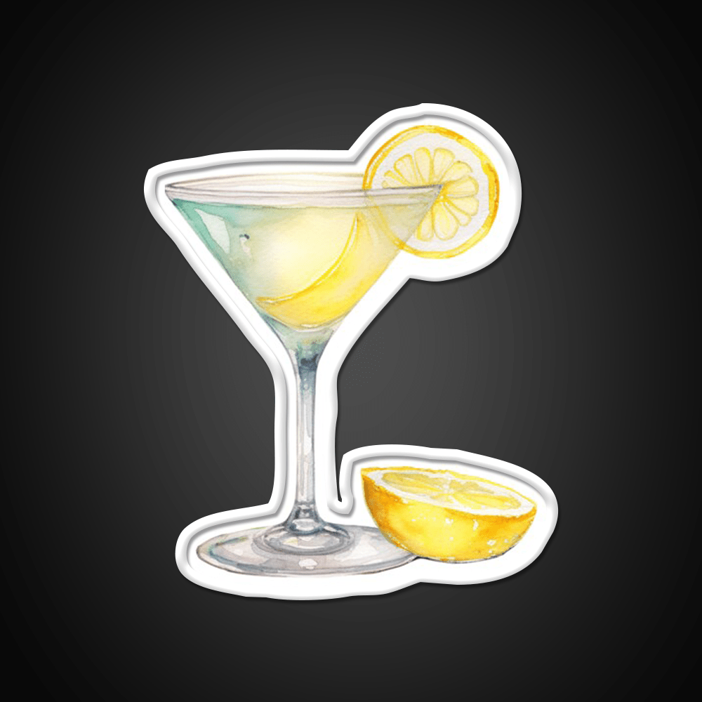 Water Color Drawing Of A Lemondrop Cocktail Bar Decor Led Neon Sign Rgb Color - Shineneon