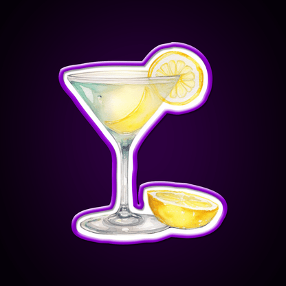 Water Color Drawing Of A Lemondrop Cocktail Bar Decor Led Neon Sign Rgb Color - Shineneon