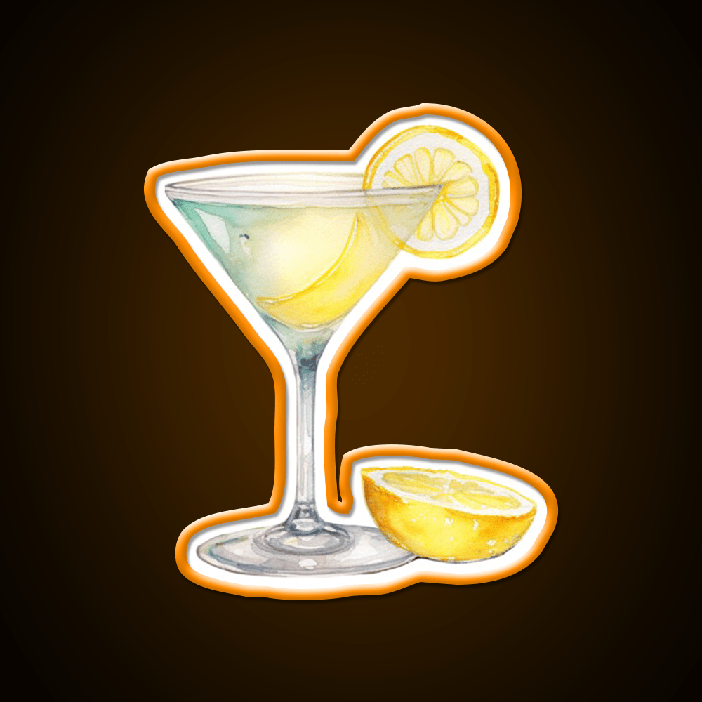 Water Color Drawing Of A Lemondrop Cocktail Bar Decor Led Neon Sign Rgb Color - Shineneon