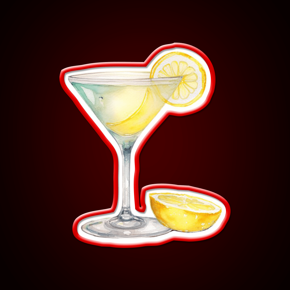Water Color Drawing Of A Lemondrop Cocktail Bar Decor Led Neon Sign Rgb Color - Shineneon