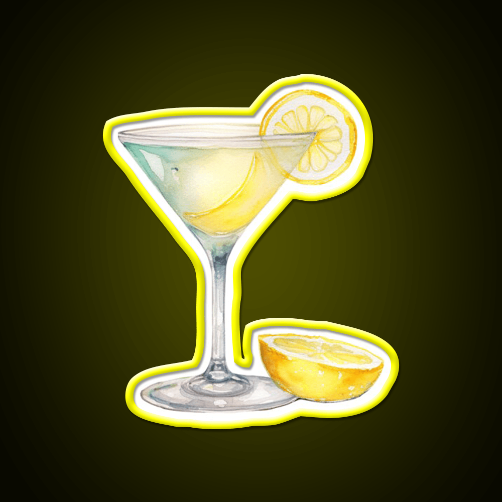 Water Color Drawing Of A Lemondrop Cocktail Bar Decor Led Neon Sign Rgb Color - Shineneon