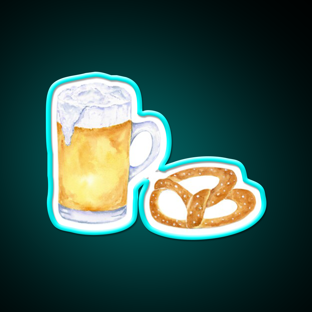 Watercolor Beer And Pretzel Beer Bar Decor Led Neon Sign Rgb Color - Size and dimension reference