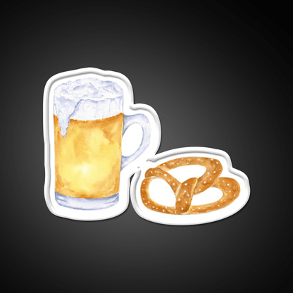 Watercolor Beer And Pretzel Snack Food Led Neon Sign Rgb Color - Shineneon