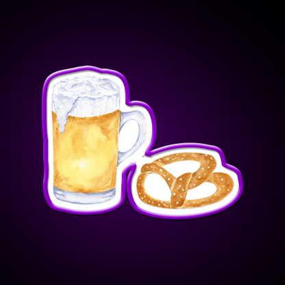 Watercolor Beer And Pretzel Snack Food Led Neon Sign Rgb Color - Shineneon
