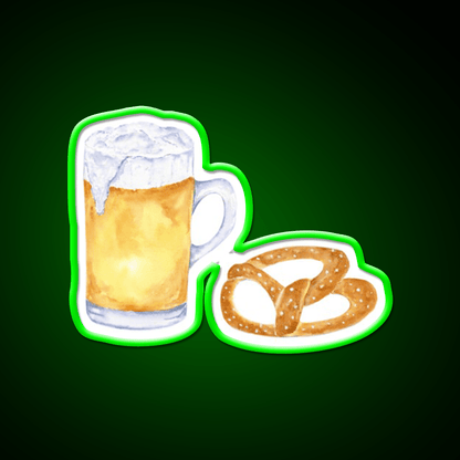 Watercolor Beer And Pretzel Snack Food Led Neon Sign Rgb Color - Shineneon