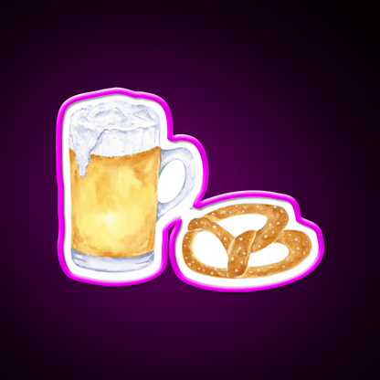 Watercolor Beer And Pretzel Snack Food Led Neon Sign Rgb Color - Shineneon