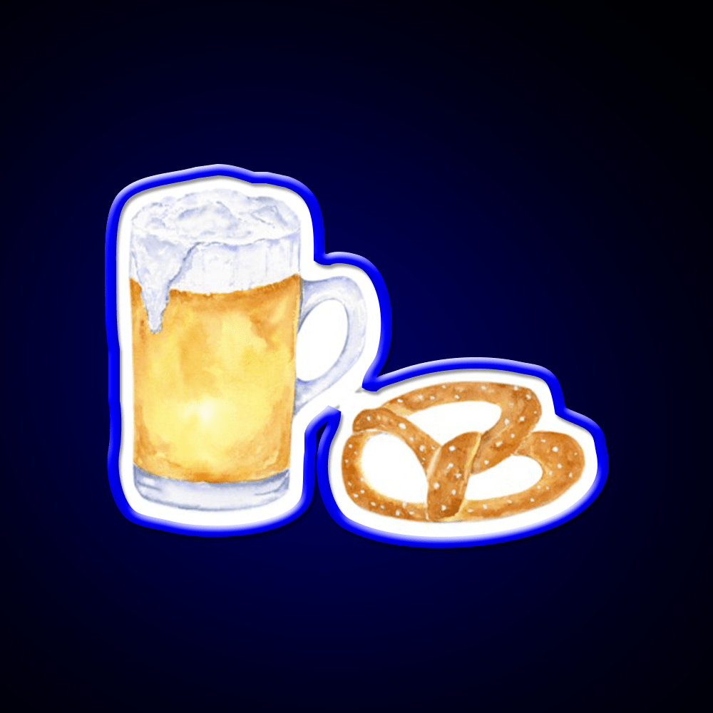 Watercolor Beer And Pretzel Snack Food Led Neon Sign Rgb Color - Shineneon