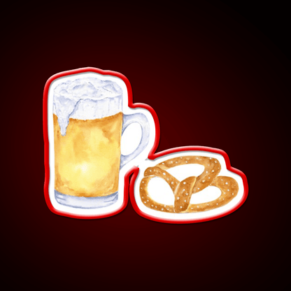 Watercolor Beer And Pretzel Snack Food Led Neon Sign Rgb Color - Shineneon