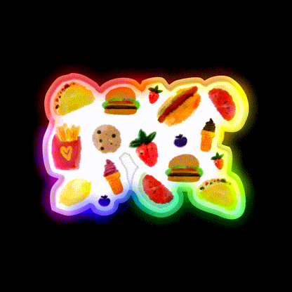 Watercolor Foods Fast Food Led Neon Sign For Burger Place Rgb Color - LED neon sign close-up detail