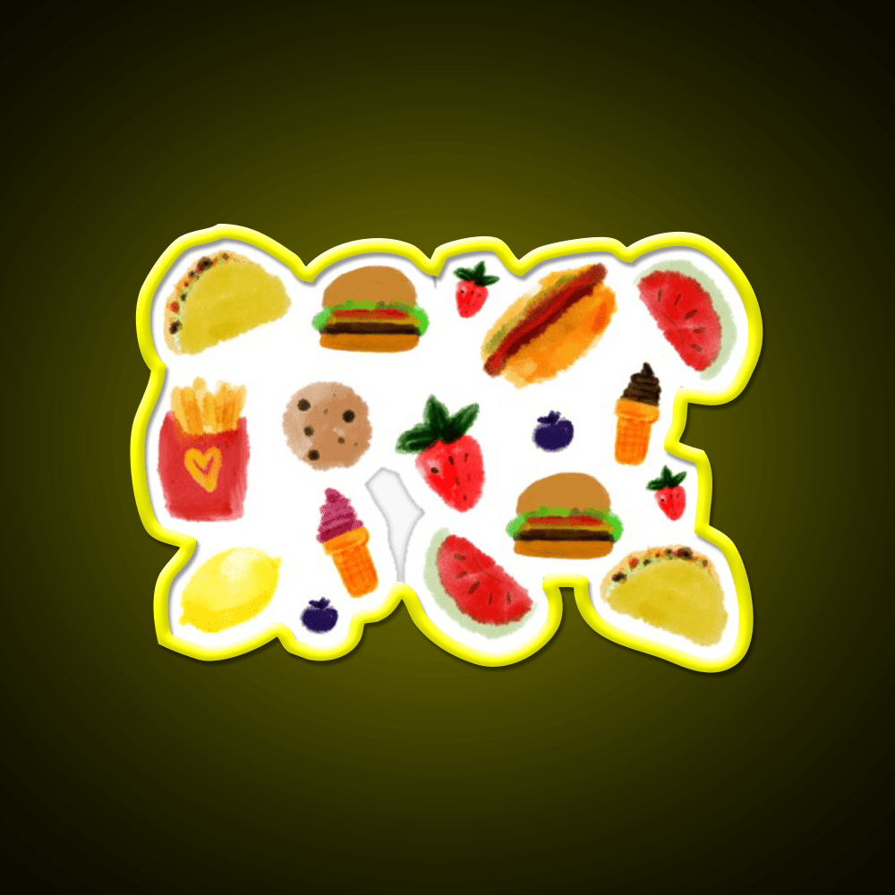 Watercolor Foods Fast Food Led Neon Sign For Burger Place Rgb Color - Shineneon
