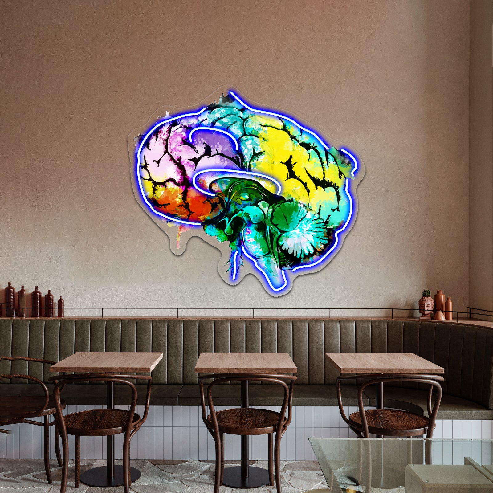Watercolor Mental Health Brain Art Psychology Colorfull Wall Artwork Neon Signs | Shineneon