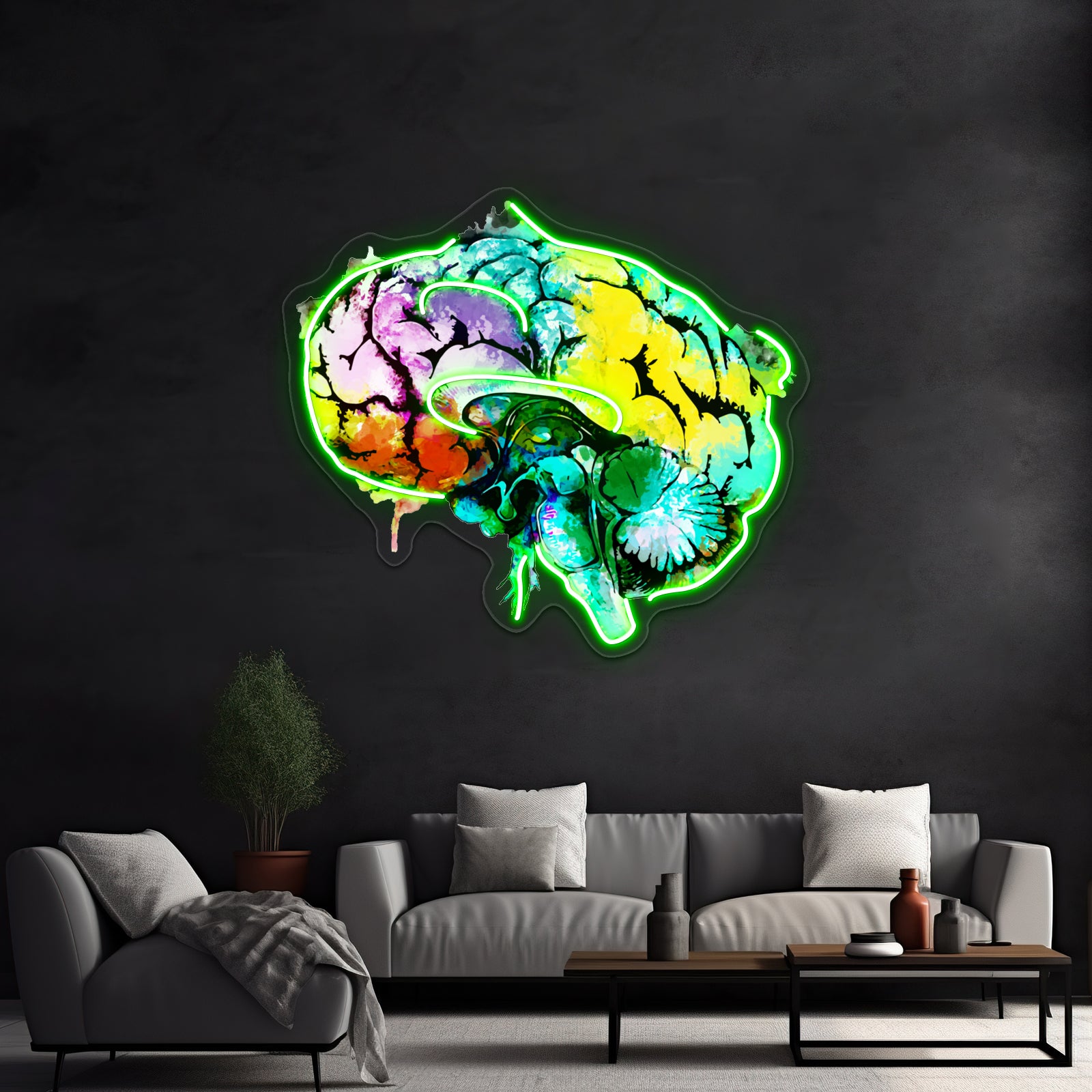 Watercolor Mental Health Brain Art Psychology Colorfull Wall Artwork Neon Signs | Shineneon