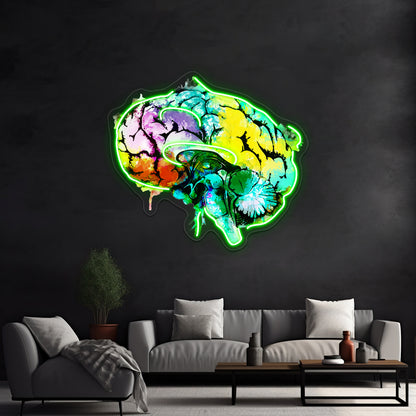 Watercolor Mental Health Brain Art Psychology Colorfull Wall Artwork Neon Signs | Shineneon