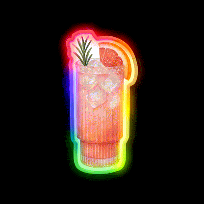 Watercolor Paloma Cocktail Bar Decor Led Neon Sign Neon Party Sign Rgb Color - LED neon sign close-up detail