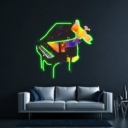 Watercolor Playing Piano Wall Artwork Neon Signs