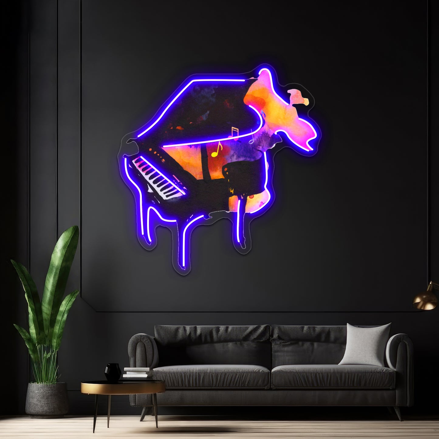 Watercolor Playing Piano Wall Artwork Neon Signs