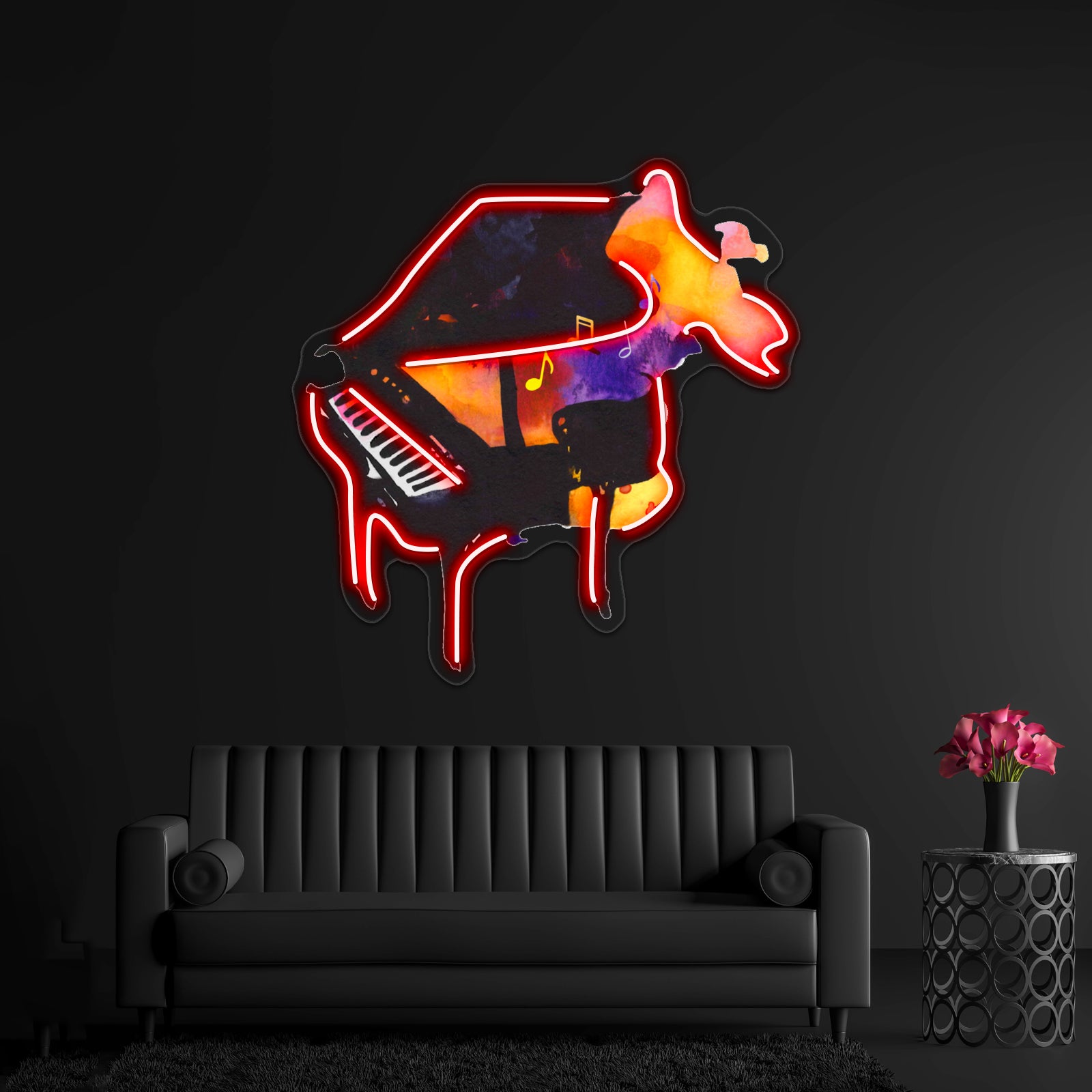 Watercolor Playing Piano Wall Artwork Neon Signs | Shineneon