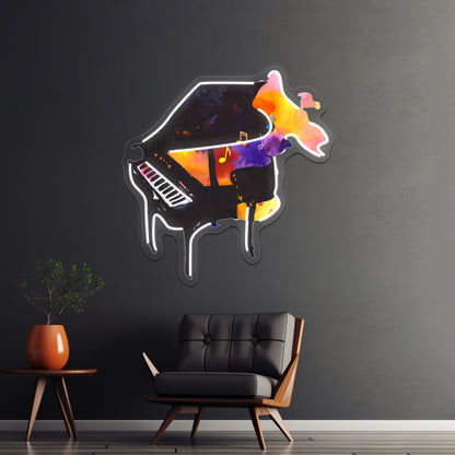 Watercolor Playing Piano Wall Artwork Neon Signs