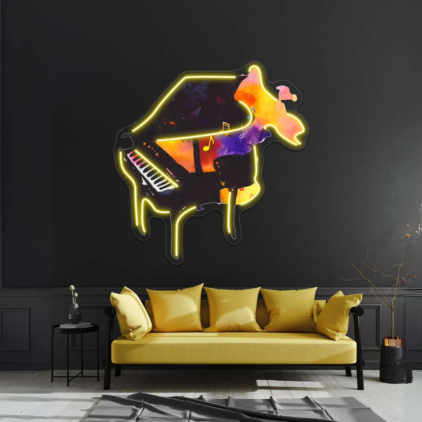 Watercolor Playing Piano Wall Artwork Neon Signs