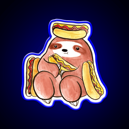 Watercolor Sloth Eating Hotdogs Fast Food Led Neon Sign For Burger Place Rgb Color - Shineneon