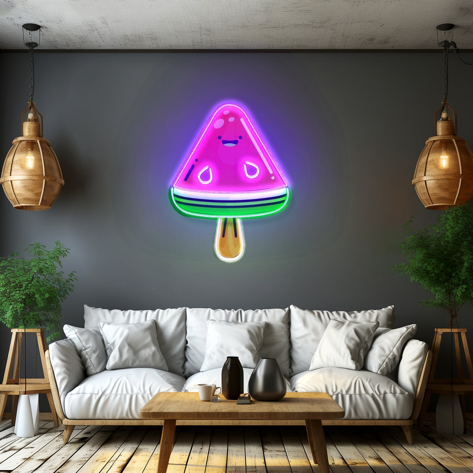 Watermelon Popsicle Neon Acrylic Artwork