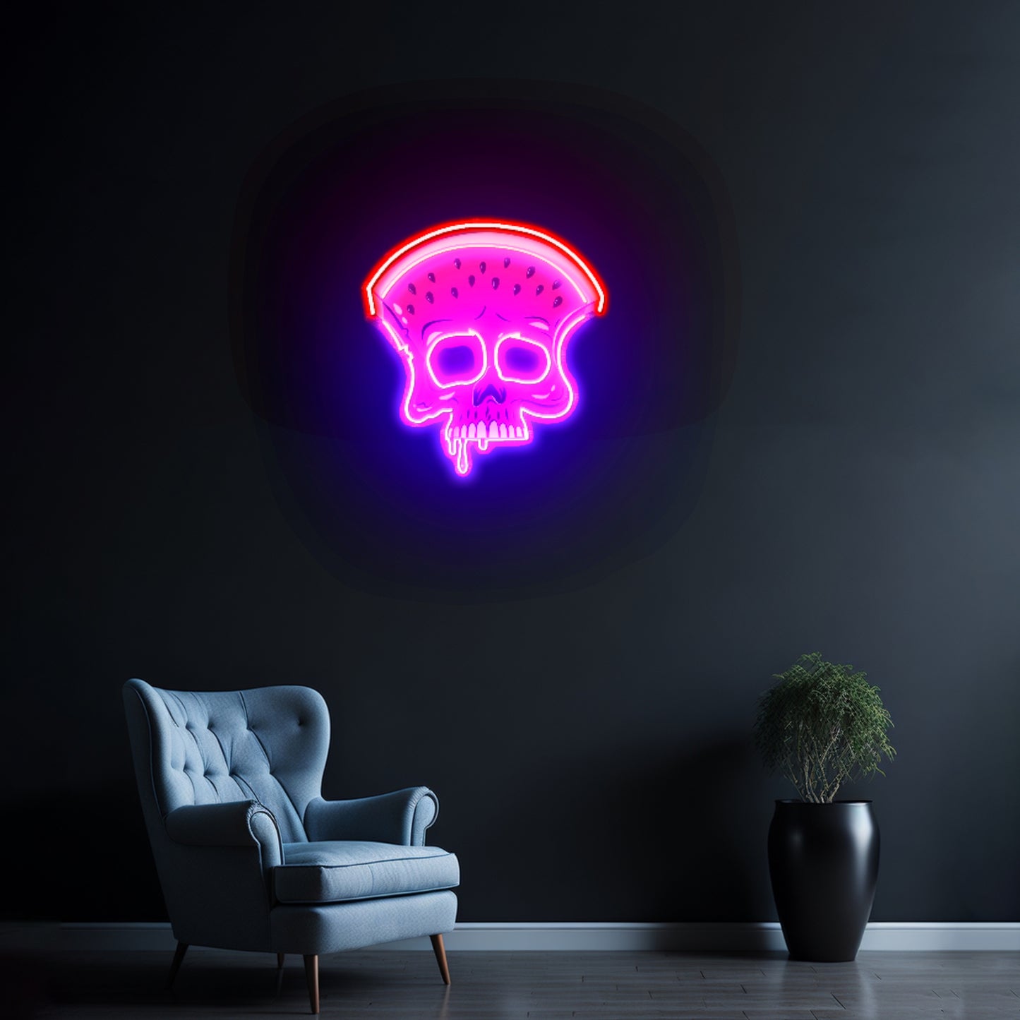 Watermelon Skull Custom Led Signs Artwork For Sale