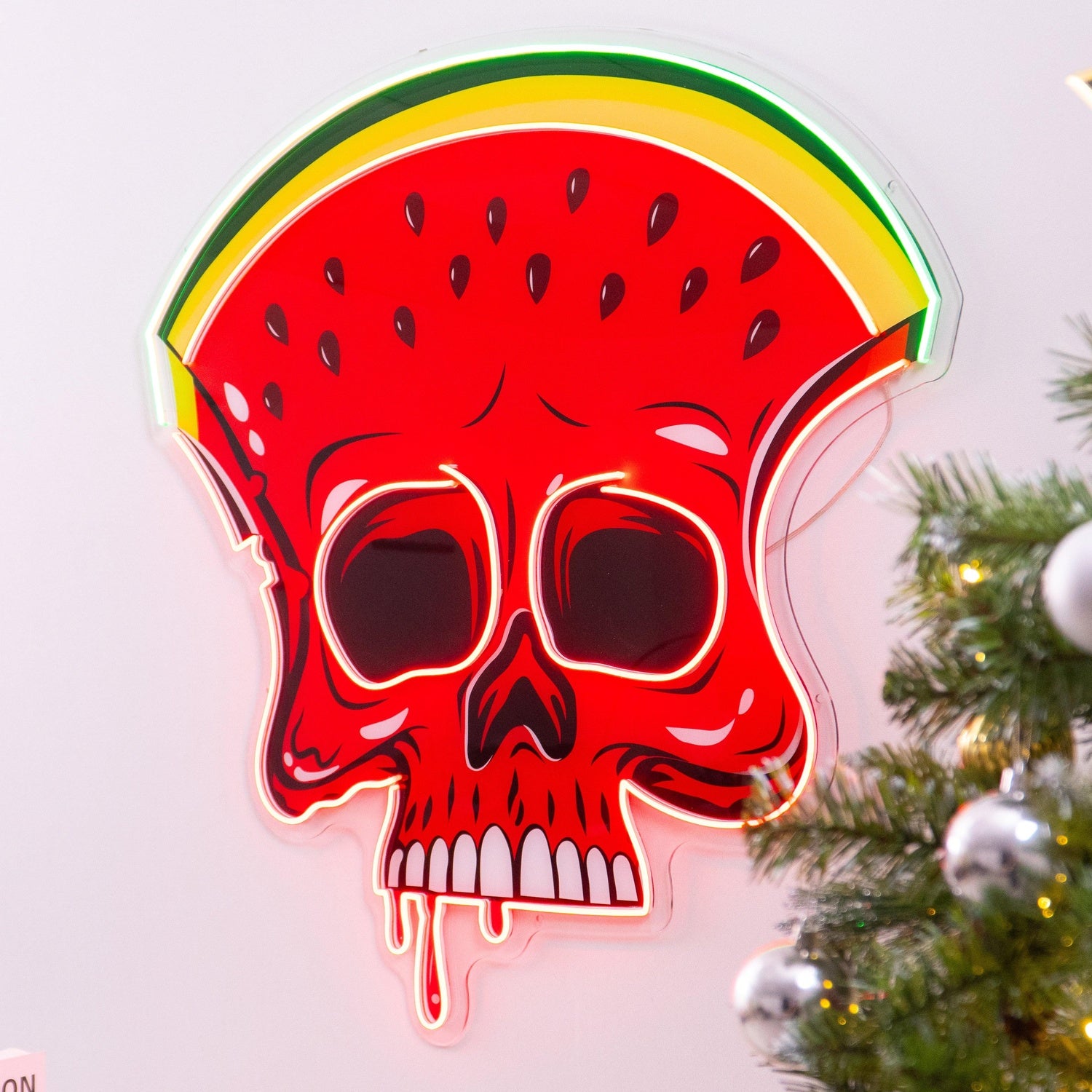 Watermelon Skull Uv Printed Led Neon Sign For Trendy Room And Halloween Party Decor | Shineneon