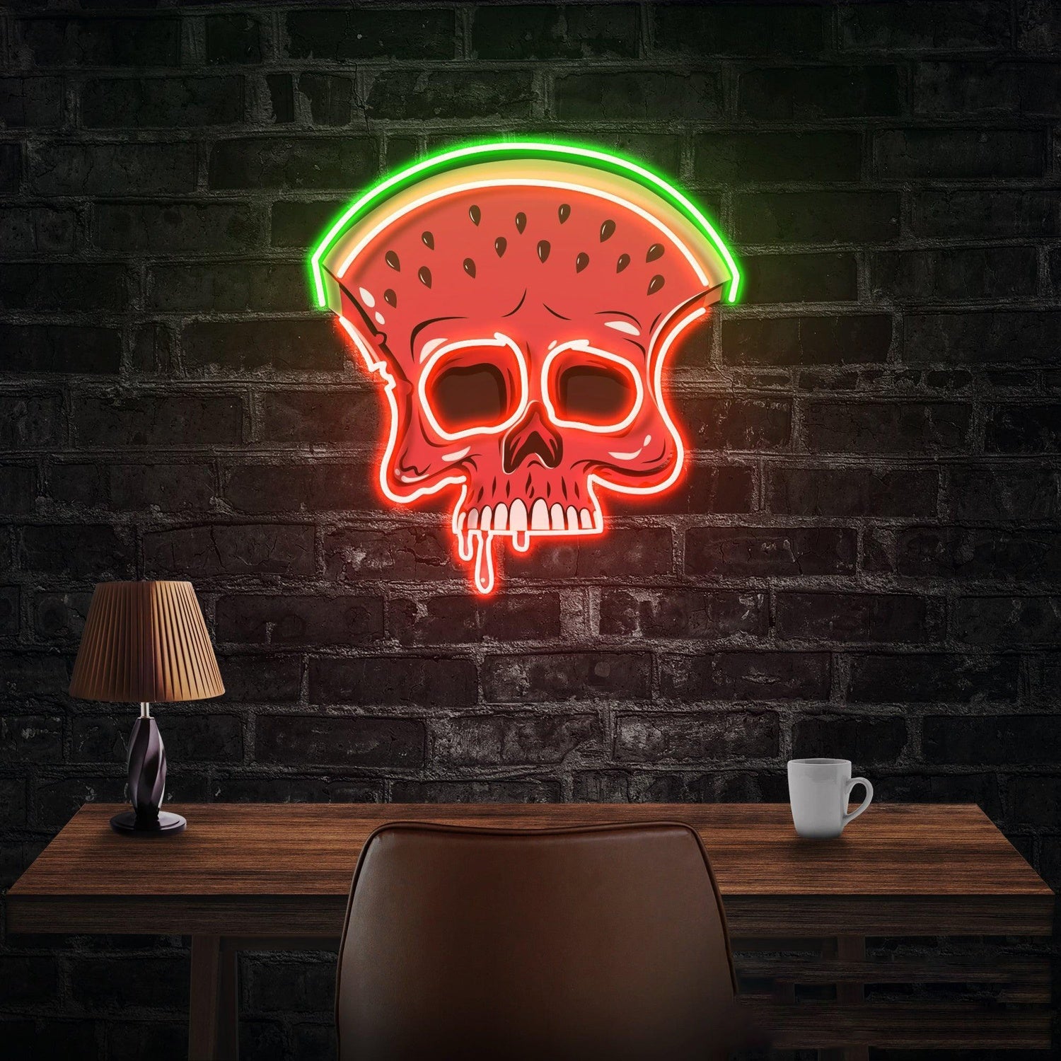Watermelon Skull Uv Printed Led Neon Sign For Trendy Room And Halloween Party Decor | Shineneon