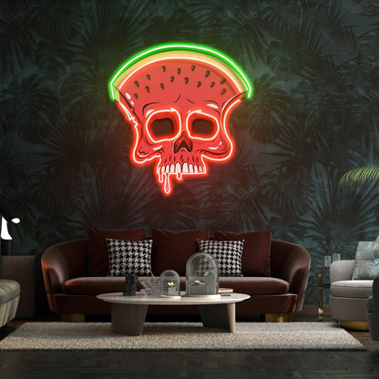Watermelon Skull Uv Printed Led Neon Sign For Trendy Room And Halloween Party Decor | Shineneon