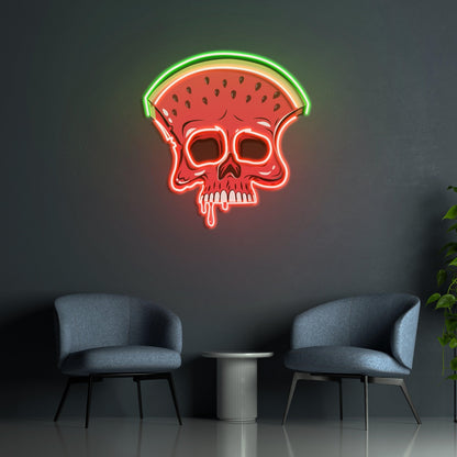 Watermelon Skull Uv Printed Led Neon Sign For Trendy Room And Halloween Party Decor | Shineneon