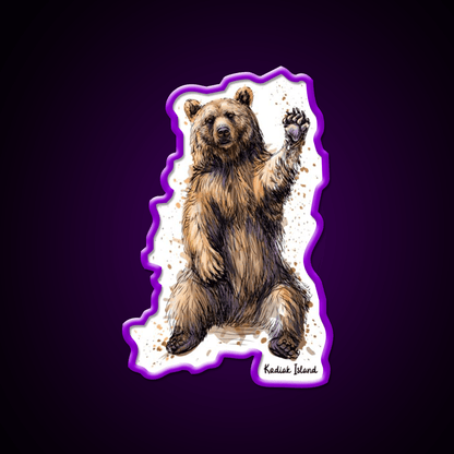 Waving Kodiak Brown Bear Welcome Led Neon Sign Open Sign Rgb Color - Shineneon