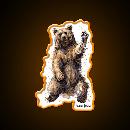 Waving Kodiak Brown Bear Welcome Led Neon Sign Open Sign Rgb Color - Shineneon